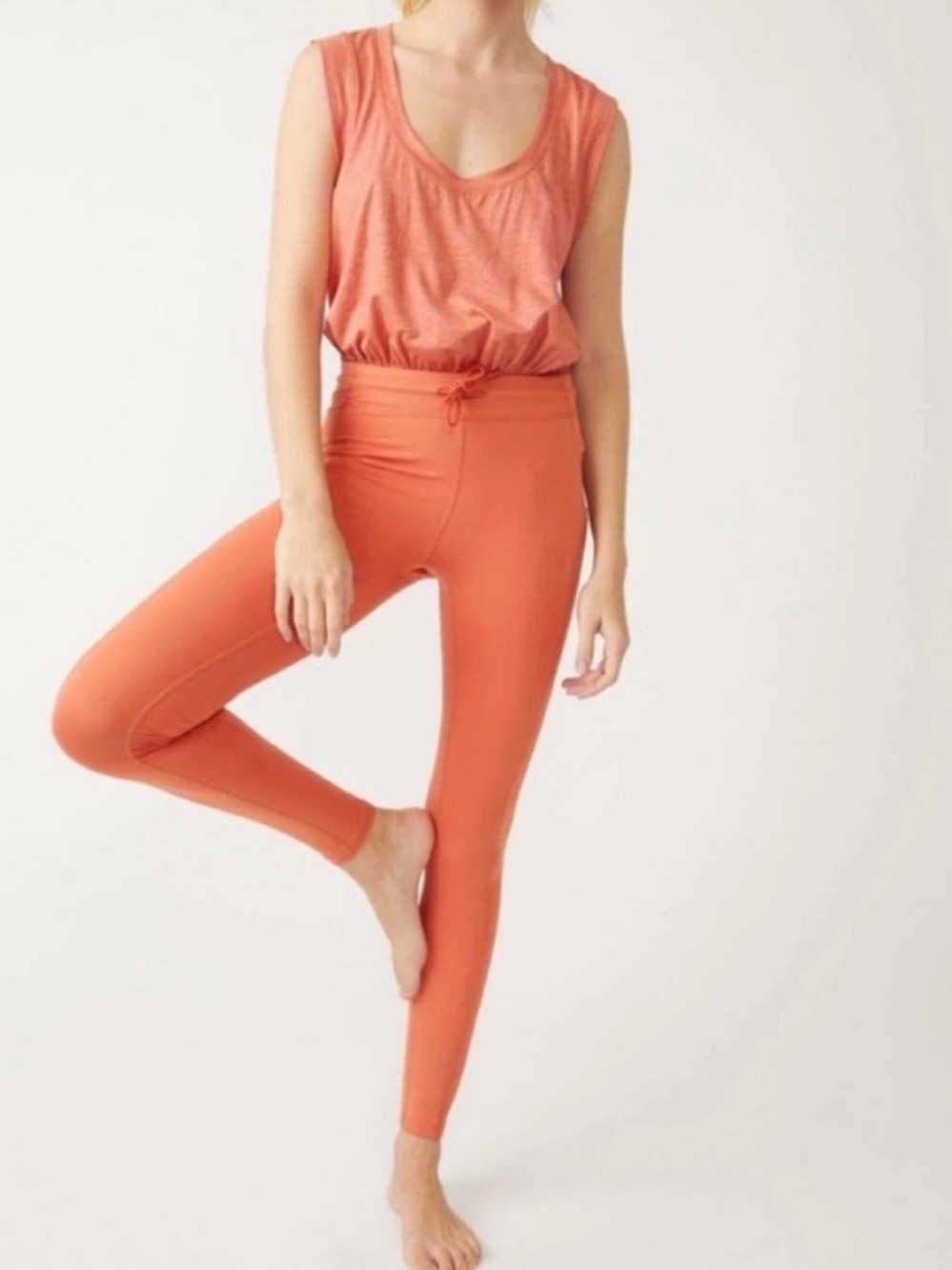 FP Movement Large Onesie Free People Off to the Races Sleeveless Apricot NWT